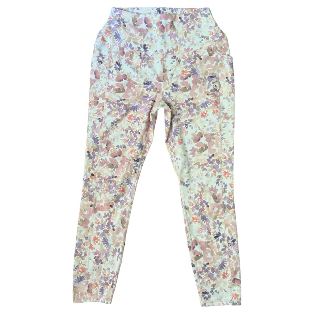 RBX Women’s 7/8 Leggings W/Floral Design, 2 Side Pocket, Super Soft.